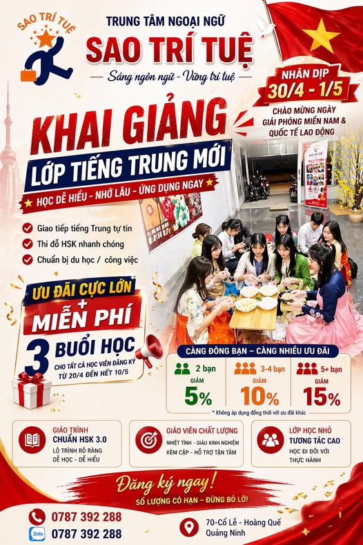 KHAI GIẢNG LỚP TIẾNG TRUNG MỚI